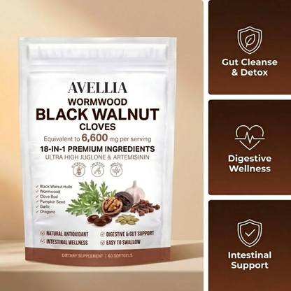 Wormwood Black Walnut Cloves Softgels - Promotes Internal Cleansing & Digestive Wellness