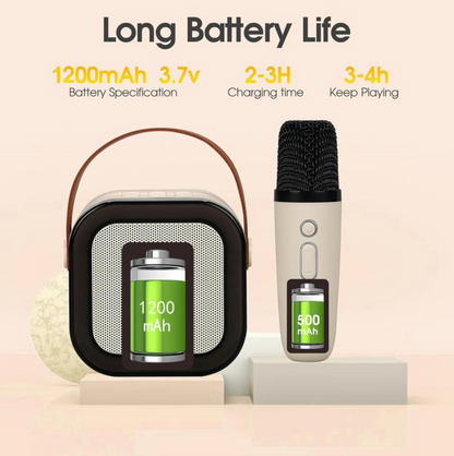 Mini Karaoke Machine with 2 Wireless Microphones