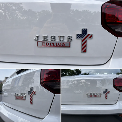 Blessed Jesus Edition Cross Car Emblem Metal Badge